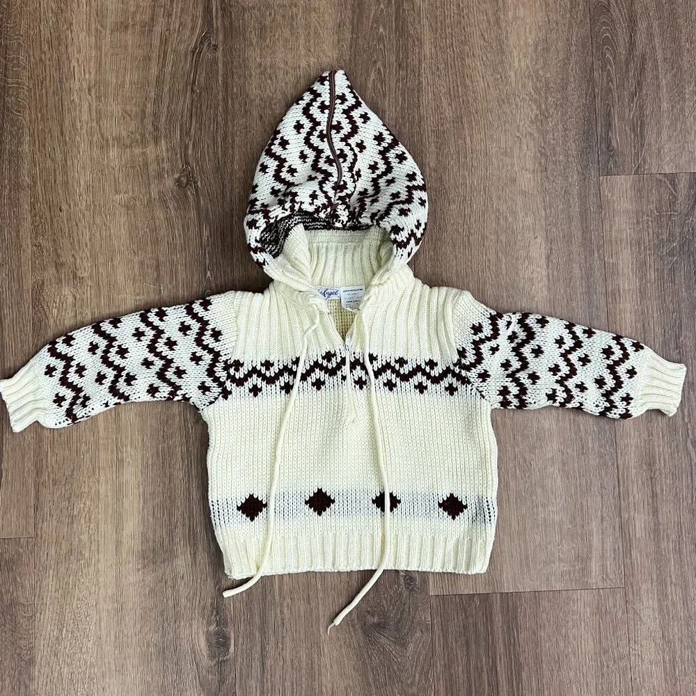 Vintage Cowichan Hooded Sweater Sz 2